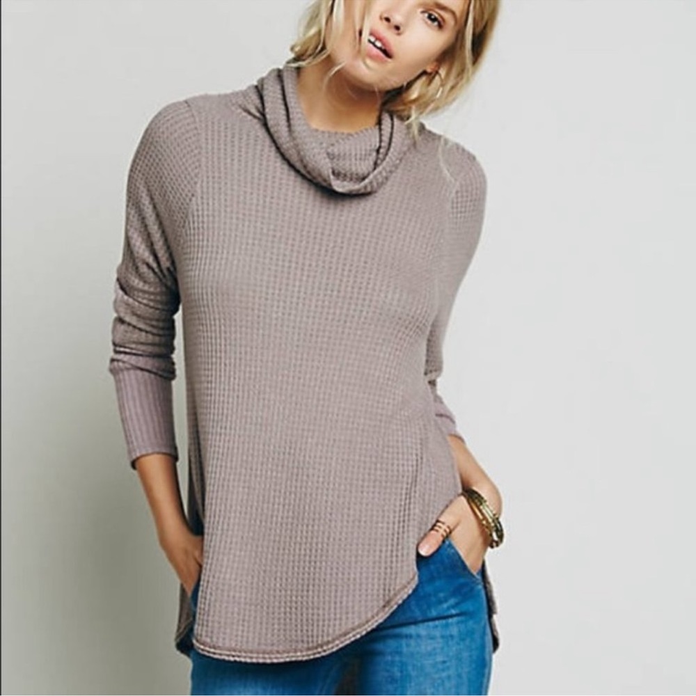 Free people waffle knit sweater